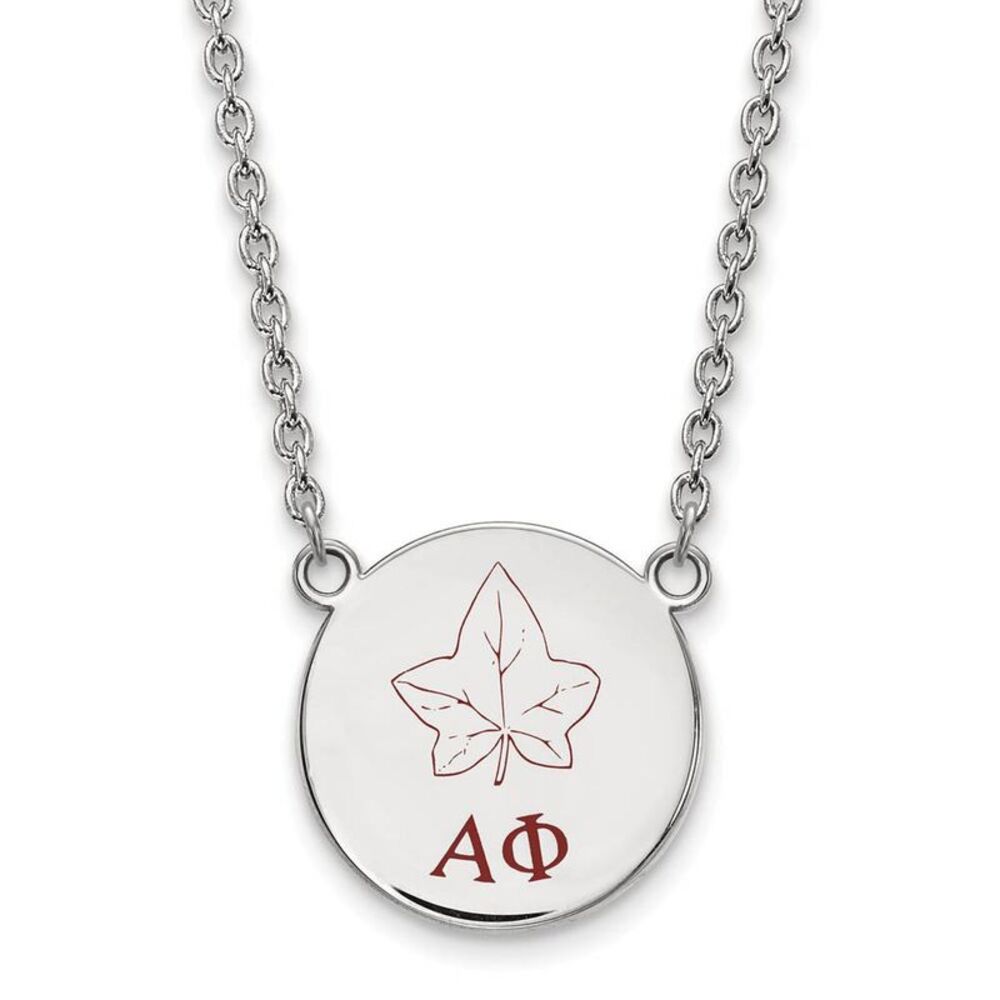 Sterling Silver Alpha Phi Large Enamel Necklace
